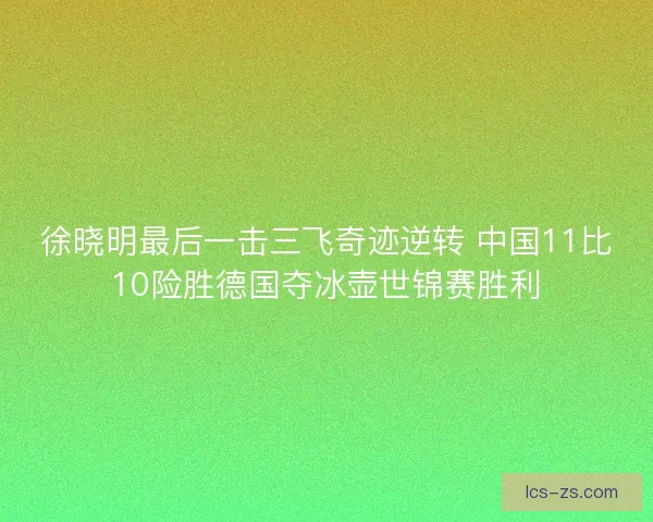 徐晓明最后一击三飞奇迹逆转 中国11比10险胜德国夺冰壶世锦赛胜利 徐晓明最后一击三飞奇迹逆转 中国11比10险胜德国夺冰壶世锦赛胜利
